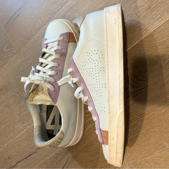 P448 Women's Sneakers in White, Lavender, and Gold - Picture 3 of 9